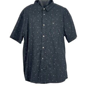 Quiksilver Men Short Sleeve Button Up Shirt Black Regular Fit Large L Surf EUC